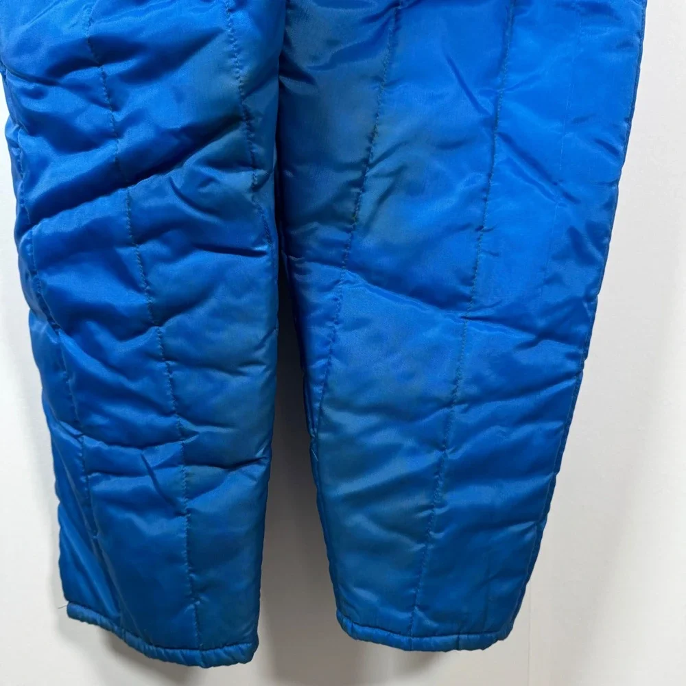VTG JCPenney Snowmobile Ski Suit Men L Blue Coveralls Hood Belted Retro Gorpcore